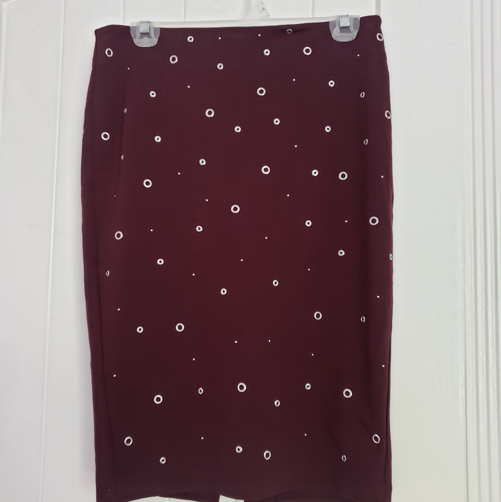 Burgundy Carmen Marc Valvo Pencil Skirt